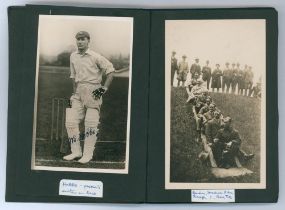 M.C.C. tour of Australia 1924/25. Small black photograph album containing nineteen original candid
