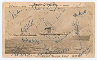 M.C.C. tour of South Africa 1956/57. Rarer sepia postcard of the Union-Castle Line R.M.S. ‘Edinburgh