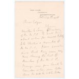 Edward Mills Grace. Gloucestershire & England 1870-1896. Handwritten two page letter on Park