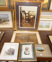 Robert Horne - pair of watercolours; Dennis Burrows - watercolour; and various lithographs (6)