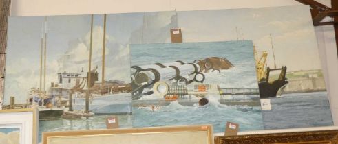 Trevor Crocker (1934-1995) - The Salmaid leaving harbour, oil on canvas, signed lower right,