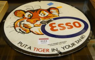 An enamel advertising sign for ESSO, dia.30cm