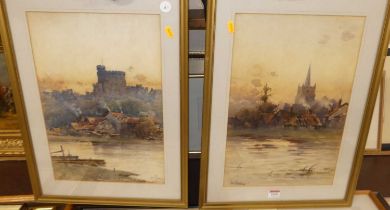 John Terris (1865-1914) - pair, river landscape scenes, watercolours, each signed lower left and
