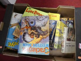 One box of hardback books and annuals to include Crackerjack, Black Arrow, Lone Ranger, and othes