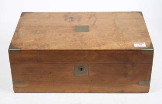 A Victorian walnut and brass mounted writing slope (locked), w.40cm