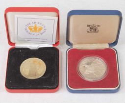 Great Britain, 1977 jubilee silver crown, in Royal Mint case; together with a 2002 golden jubilee