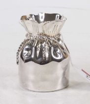 A silver plated Almazan 'sack' vase, 9cm