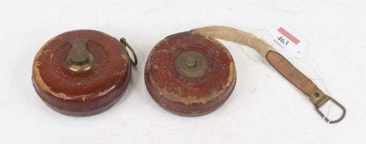 A John Rabone & Son leather cased Imperial fabric tape measure, together with one other similar