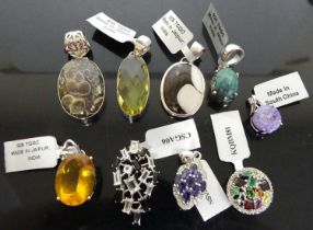 A collection of as retailed by Gems TV silver and semi-precious set pendants