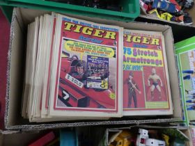 A box of Tiger and Scorcher 1970s comic books