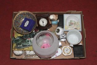 Miscellaneous items to include an acid etched oil lamp shade and a Wedgwood Peter Rabbit bowl
