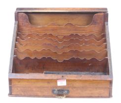 A late Victorian oak and stained pine stationery box, width 39cm, together with an Indian carved