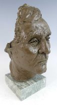 Attributed to Karin Jonzen (1914-1998) - male portrait bust, brown painted resin, naturalistically