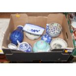 A collection of oriental ceramics to inlcude a Chinese porcelain bottle vase in the blue & white