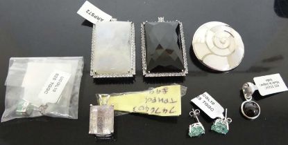 A collection of as retailed by Gems TV silver and semi-precious set pendants, with one certificate