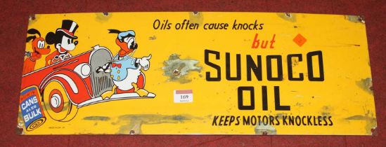An enamel Sunoco Oil advertising sign, 22 x 60cm Reproduction.