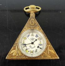 A reproduction gilt metal cased pendant watch with manual wind movement, width 5cm