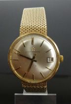 A gent's Eternamatic 1000 9ct gold cased bracelet watch, having a signed silvered dial with baton