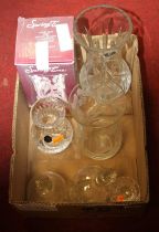 A collection of cut glass vases, to include Royal Doulton and Stewart