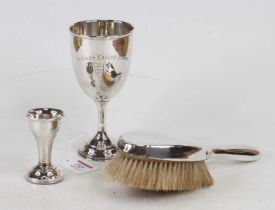 An Edwardian silver trophy cup engraved Finchley County School with the Essex coat of arms