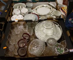 Three boxes of glassware and ceramics to include Royal Doulton
