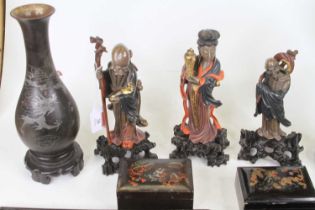 A collection of Chinese Republic period Foochow / Fuzhou lacquer, to include a figure of Guanyin, Li