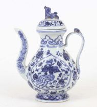 A Chinese blue & white porcelain teapot, decorated with a phoenix, height 23cm