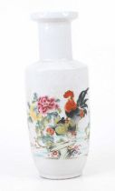 A Chinese porcelain vase, enamel decorated with a cockerel amongst flowers, height 27.5cm