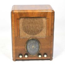 A Ferguson walnut cased wireless receiver, mid-20th century, h.56cm