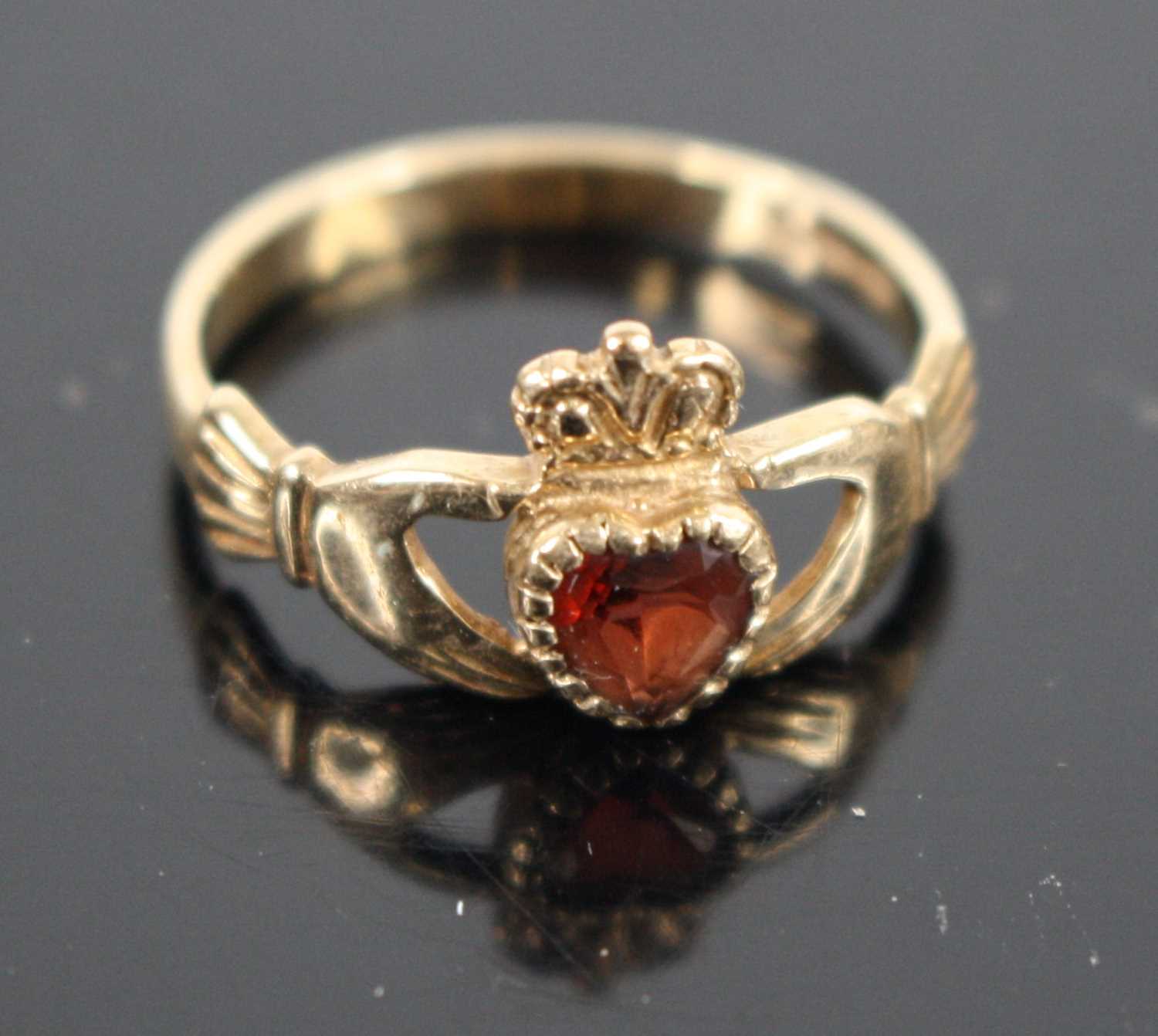 A 9ct gold garnet set dress ring, 2.1g, size L, together with assorted costume jewellery, etc - Image 3 of 3
