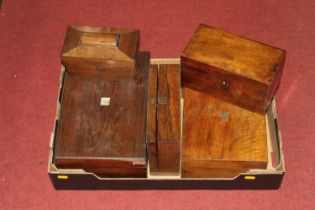 A collection of 19th century boxes and tea caddies, to include rosewood and mahogany examples