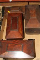 A collection of four 19th century mahogany tea caddies They all need attention to varying degrees,