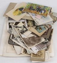 A collection of vintage postcards, portraits, studio, cabinet cards & topographical