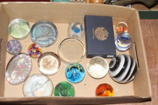 A collection of glass paperweights to inlcude Mdina, and Langham