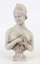 After Joseph Chinard, a head & shoulders bust of Madame Juliet Recamier, upon a socle plinth, height