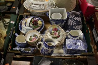 A collection of ceramics to include Hanleigh teacups and a Staffordshire Chintzware cow creamer