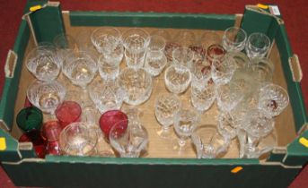 A collection of glassware to include wine glasses, liqueur glasses and tumblers