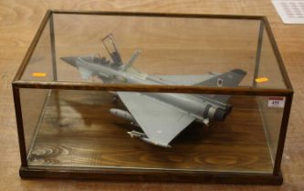 A cased scratch built scale model of a Eurofighter