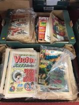 Two boxes of vintage children's comics to include Victor, and Wizzard