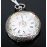 A late Victorian silver cased open faced pocket watch by Fritz Petitpierre of London, having a