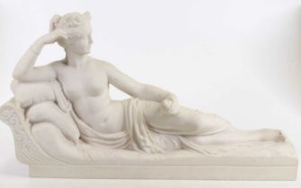 After Canova, a plaster figure of Princess Borghese reclining, length 49cm