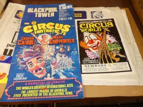 A collection of circus posters and fly sheets, all loose and some rolled Quantity: 9