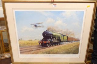 John Young (1930-2015) - Chasing the Flying Scotsman, limited edition lithograph signed in pencil by