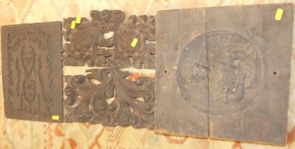 Assorted oak carvings and panels, largely as removed from furniture, circa 1700 and later