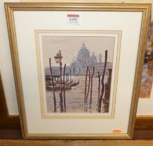 Ronald H Johnson - Evening on the Grand Canal, watercolour, signed lower right, 22 x 17.5cm; and