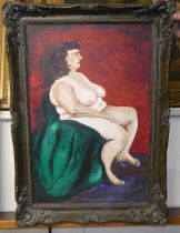 Contemporary school - Female nude study, oil on board, 75 x 50cm