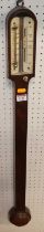A 19th century rosewood stick barometer, with ivory scale, length 91cm. Ivory submission Ref: