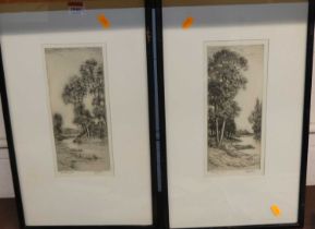John Fullwood (1854-1931) - Pair; Canterbury Vale and Teddington Weir, etchings, each signed and