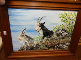 James 'Justso' Ridington (1943-2021) - Goats on Cheddar Gorge, acrylic, 40 x 57cm; together with two