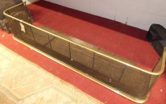 A Victorian brass and wirework spark guard, width 146cm, height 31cm